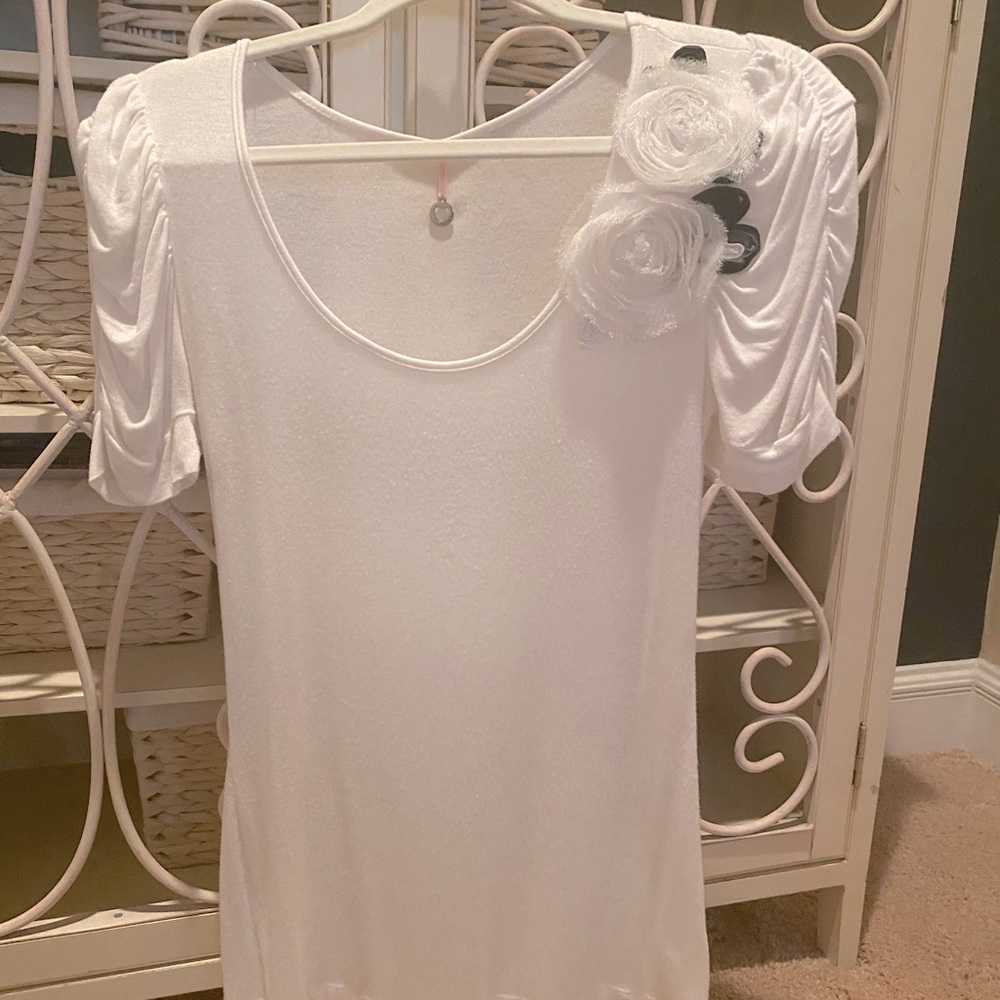 Cream Light Weight Blouse with Roses